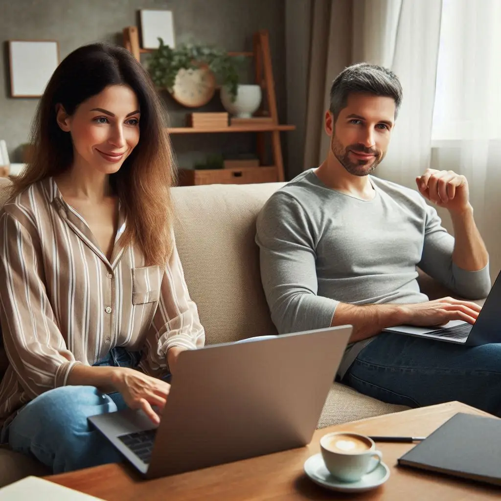 Femme Et Homme En Télétravail 1024 X 1024